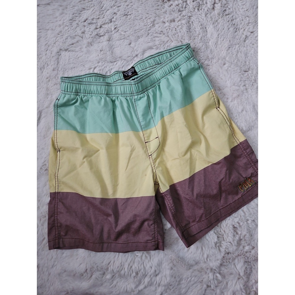 Element Bad Brains Punk Rock Collab Swim Shorts Trunks Mens Medium Green Yellow